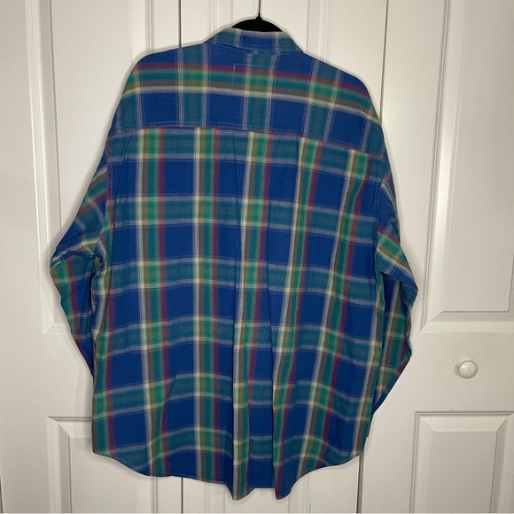 Levi’s Vintage 1990s Plaid Button Down Size XL Shirt Blue Green Authentic Levi - Picture 2 of 11